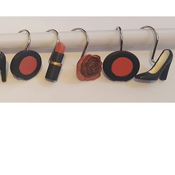 Diva Fashionista Shower Curtain Fashion Hooks Set of 12 Resin Hooks - Picture 3 of 11